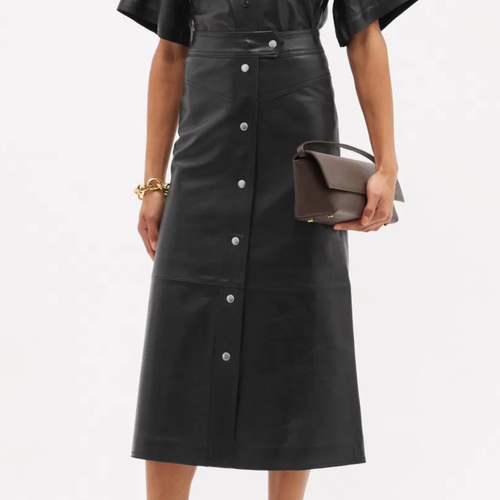 Nwt Stand Studio Lamb Leather Gianna Midi Skirt